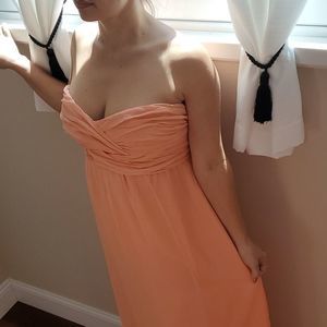 NWT Chiffon Grecian Style Strapless Coral Peach Formal